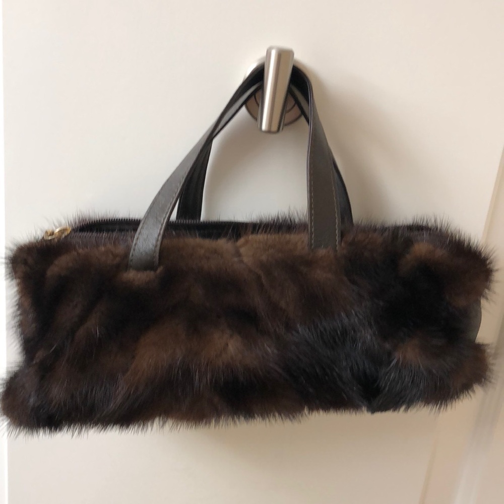 Preston & York mink and leather handbag